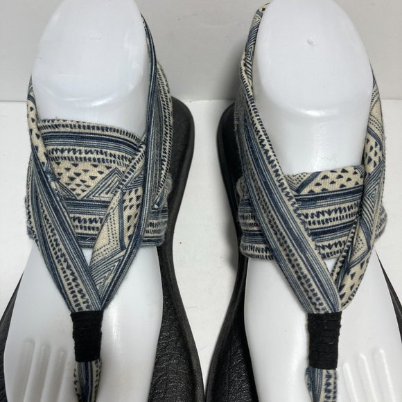 AZTEC TRIBAL Design YOGA Mat SLING Women's Sandal Blue Gray Cream SANUK Womens 9 - Picture 3 of 15